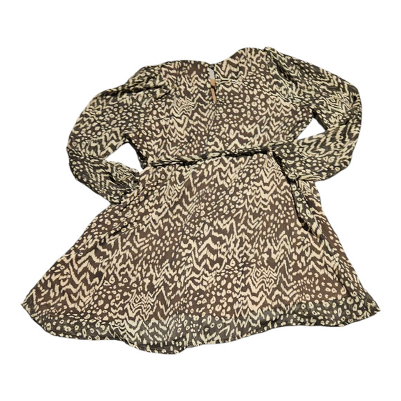 Dress Forum Large Brown and Beige Animal Print Long Sleeve Mini Dress - Picture 7 of 10